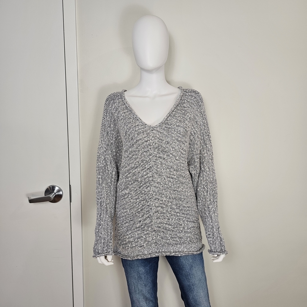 Free People Bright Lights Gray V-Neck Women's Sweater Sz S